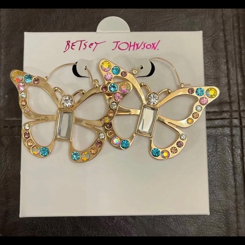 Betsy Johnson Butterfly Hoop Earrings